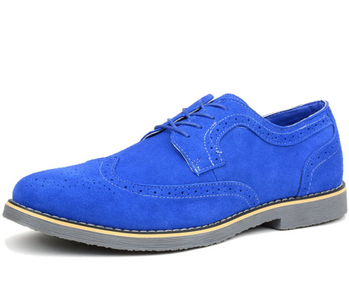 Mens blue hot sale suede wingtip shoes